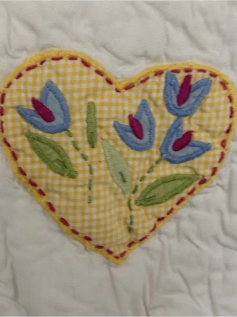 Vintage POTTERY BARN KIDS Crib Toddler Quilt Blanket Pink Green Gingham Hearts